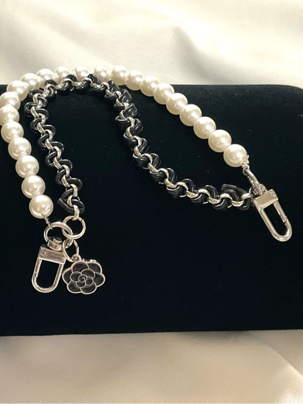 FAUX PEARL BAG, PURSE , HANDLE, STRAP DECORATION